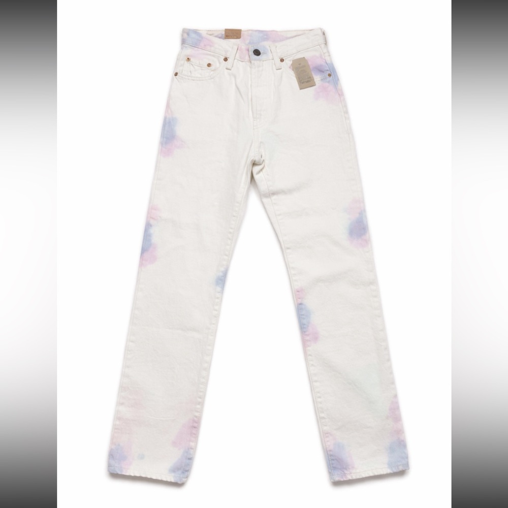 Levi’s 501 Pastel Tie Dye White Straight Leg Jeans Mom Denim Size 27